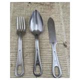 Vintage U.S. Military Knife, Spoon, & Fork
