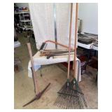 2 Rakes, Pickaxe, 3 Saws