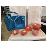 Tupperware Food Containers with Lids, Tote Bag