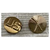 18 Karat Gold Plated Military Collar Discs