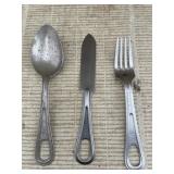 Vintage U.S. Military Knife, Spoon, & Fork
