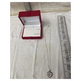 Genuine Ruby/CZ Sterling Silver Necklace with