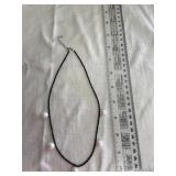 Sterling Silver Necklace with Black Spinel &