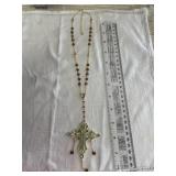 Necklace with Cross Pendant with Gemstones