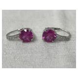 Sterling Silver Pierced Earrings with Gemstones