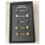 Sterling Silver Genuine Gemstone Pierced Earrings