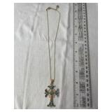 OPC multi-Color Crystal Cross Pendant Necklace