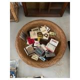 Vintage Woven Basket with Matchbooks