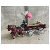 Vintage Cast Iron Horse Drawn Fruit/Vege Wagon