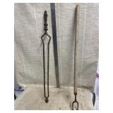 Vintage Fire Poker & Tongs