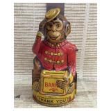 Vintage Tin Lithographed Mechanical Monkey Bank