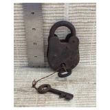 Vintage Cast Iron Padlock with Keys