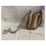 Vintage Handmade Leather Pouch w/ Ball & Jacks