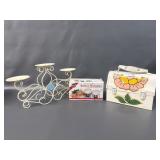 Butter Warmer, Metal Candle Stand, Floral Lunchbox