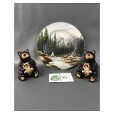 Fishing Decorative Plate, Bear Salt & Pepper