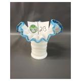 Vintage Fenton Milk Glass Aqua Crest