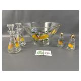 Fruit Salad Bowl, Oil & Vinegar, Salt & Pepper