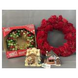Christmas Houses and Wreaths