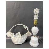 Hobnail Milkglass Lamp, Plastic Hobnail Wall
