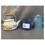 Enamel Pitchers & Tea Kettle
