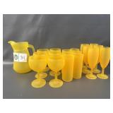 Yellow Frosted Glassware