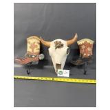 Ceramic Cow Skull, Boot Towel Holders