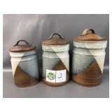 Brown & Grey Glass Canister Set