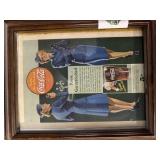 Framed Coca-Cola Flight Attendent Advertisment