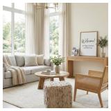 $90 Natural Textured Rug Square Ottoman   Modern B