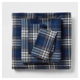 Queen Microfiber Sheet Set Blue/Gen Plaid - Room E
