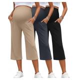 Medium 3 Pack Women's Maternity Capris, Over The B