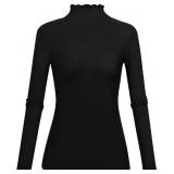 Medium Lightweight Ruffle Mock Neck Tops Ribbed Le