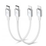 2Pack Short USB C to Lightning Cable 1ft, PD USB C