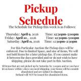 Pickup Schedule Info- Please Read