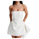 XS Womens Elegant Off-Shoulder Mini Dress Satin Tu
