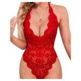 Medium Sexy Lingerie for Women,Deep V-Neck Lace Bo