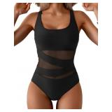 Small Women's Mesh One Piece Swimsuit Tummy Contro