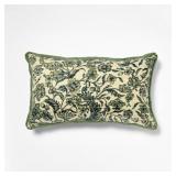 14'x24' Jacobean Floral Throw Pillow Green and Blu