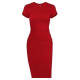 Large Women's Bodycon Ruched Short Sleeve T Shirt