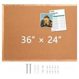 Cork Board 36' x 24' Wooden Frame Bulleti