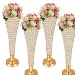 4 Pcs 20 Inch Tall Crystal Vase for Center