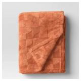 Geometric Jacquard Faux Shearling Throw Blanket Te