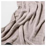 50'x60' Shiny Chenille Throw Blanket Neutral - Thr