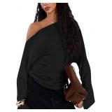 Medium Women's Off The Shoulder Sweatshirt Asymmet