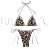 Medium Women's Floral Printed Bathing Suit Halter