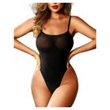 Medium Mesh Bodysuit For Women,Spaghetti Strap Bac