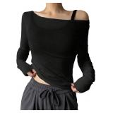 Small Women's Sheer Mesh Off The Shoulder Tops Lon