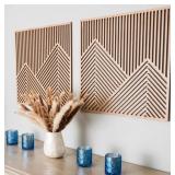 2 Pcs Wood Mountain Wall Art - Modern Wooden Panel