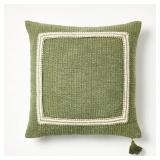 Embroidered Frame Square Throw Pillow Sage/Cream -