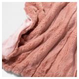 Textured Faux Fur Reversible Throw Blanket Pink -